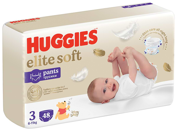 Фото - Одноразові підгузки-трусики Huggies Elite Soft Pants Розмір 3 (6-11кг), 48 шт. (5029053549293)