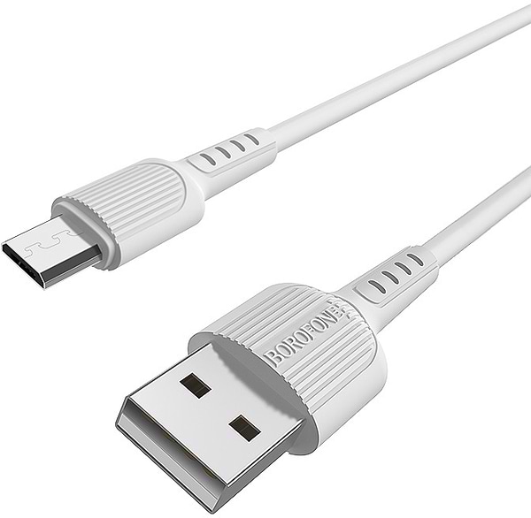 Фото - Кабель синхронізації даних BOROFONE BX16 USB to Micro 2A, 1m White (6957531099482)