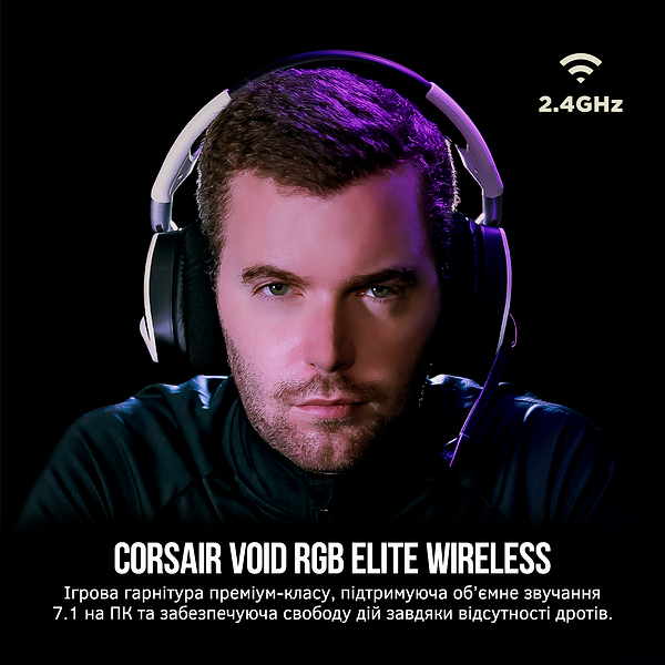 Фото - Гарнітура бездротова ігрова Corsair VOID RGB ELITE Wireless Headset, White (CA-9011202-EU)