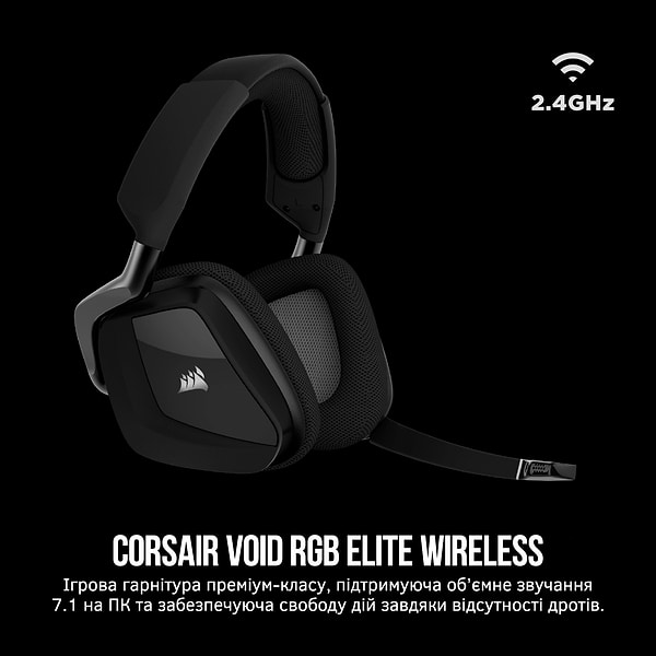 Фото - Гарнитура беспроводная игровая Corsair VOID RGB ELITE Wireless Headset, Carbon (CA-9011201-EU)