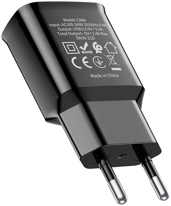 Фото - Сетевое зарядное устройство HOCO C88A 12W Black (6931474749482)