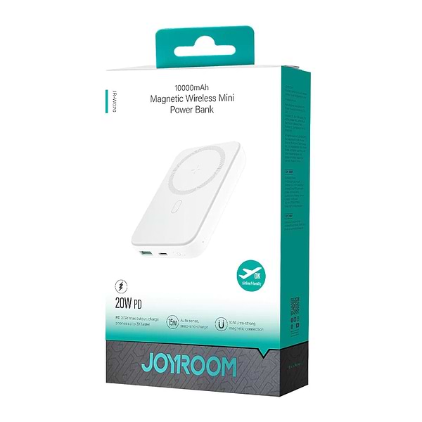 Фото - Батарея мобильная Joyroom Magnetic Wireless 10000mAh JR-W020 20W QC USB-C In/Out White (6941237119698)