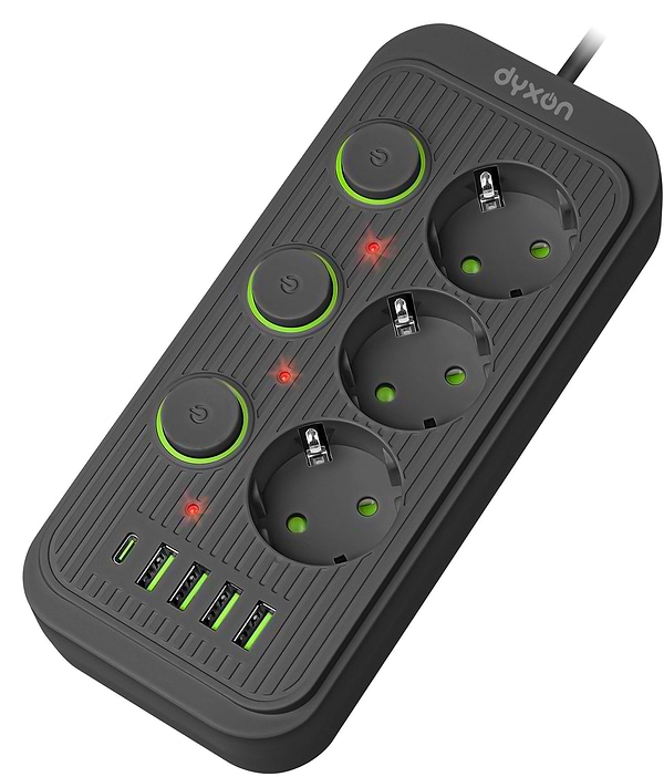 Фото - Сетевой фильтр Dyxon 3+4 USB-A+USB-C (PD)+3 Power switch 2m Black (DXN-MFP-34PD2MB)