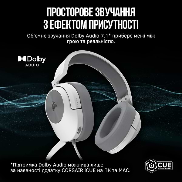 Фото - Гарнітура дротова ігрова Corsair HS55 Surround Headset White (CA-9011266-EU)