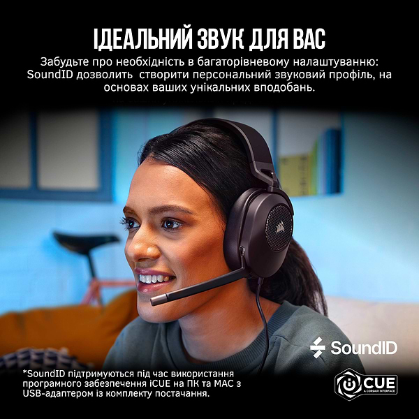Фото - Гарнітура дротова ігрова Corsair HS65 Surround Headset Carbon (CA-9011270-EU)
