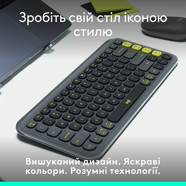 Фото - Уцінка - Клавіатура бездротова Logitech POP Icon Keys Graphite UKR (920-013157)