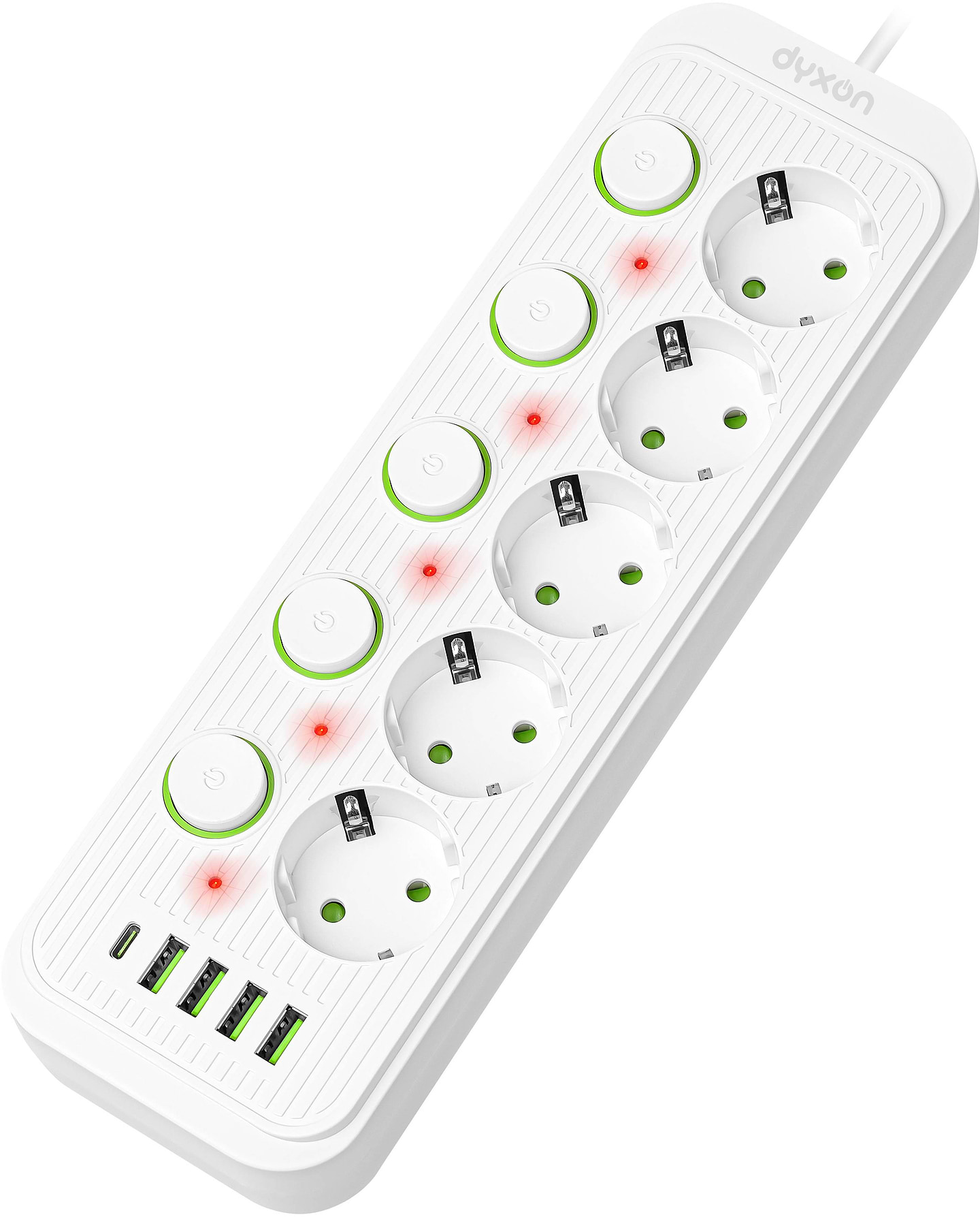 Мережевий фільтр Dyxon 5+4 USB-A+USB-C (PD)+5 Power switch 2m White (DXN-MFP-54PD2MW) - Фото 1