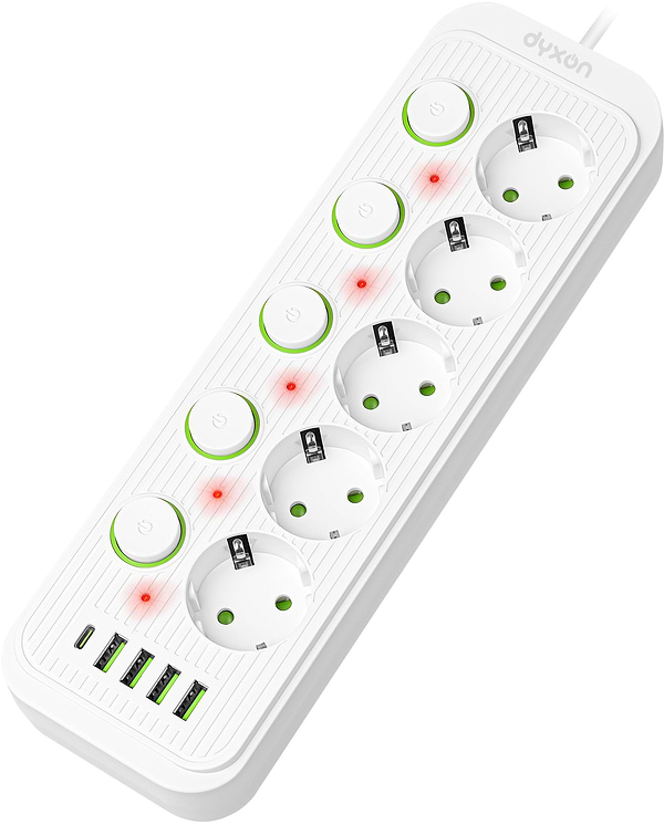Фото - Сетевой фильтр Dyxon 5+4 USB-A+USB-C (PD)+5 Power switch 2m White (DXN-MFP-54PD2MW)