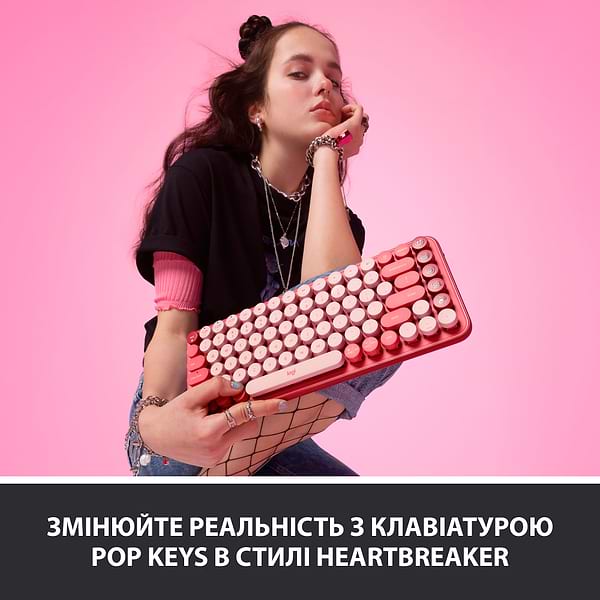 Фото - Клавиатура беспроводная Logitech POP Keys Wireless Mechanical Keyboard With Emoji Keys Heartbreaker Rose (920-010737)