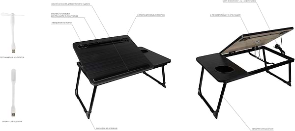 Фото - Стол для ноутбука Dyxon Transformix 3 USB LED Fan black (DXNSTMX3B)