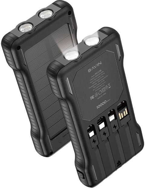 Фото - Батарея мобільна Bavin PC1198 10000 mAh SOLAR Led Lights Black (Y-PC1198 BK)