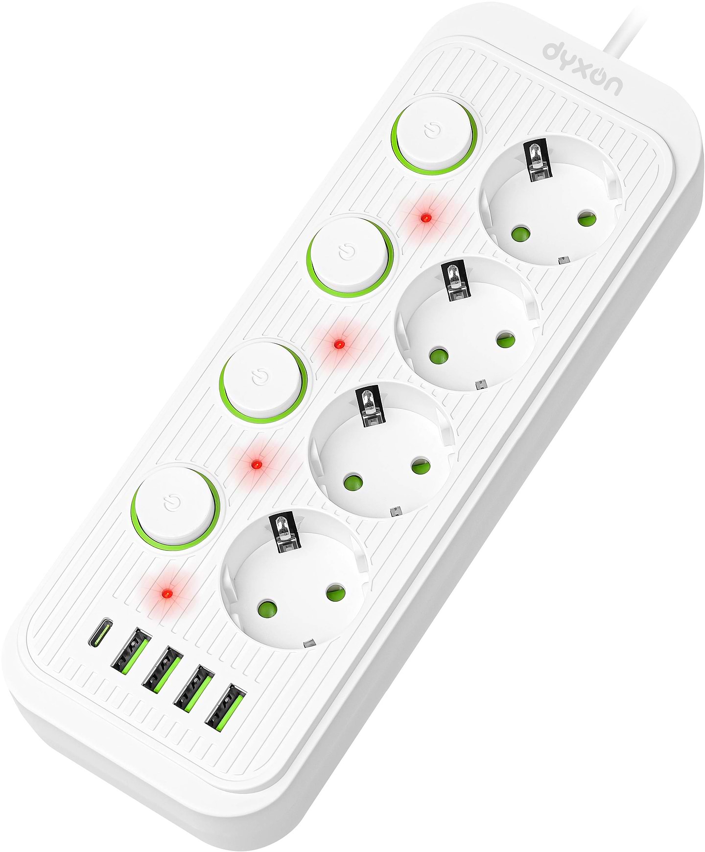Мережевий фільтр Dyxon 4+4 USB-A+USB-C (PD)+4 Power switch 2m White (DXN-MFP-44PD2MW) - Фото 1
