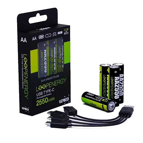 Акумулятор тип AA Verico USB Type-C 1700mAh Li-ion 4 шт. (1UDBT-A1WEAC-NN)