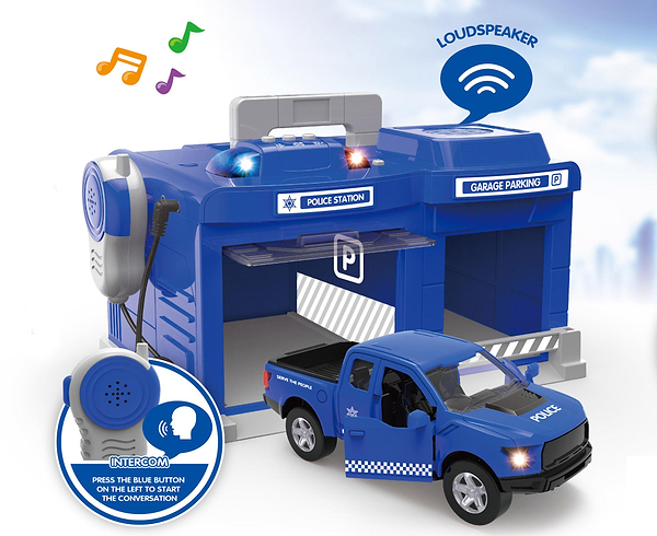 Фото - Ігровий набір CHENGMEI TOYS гараж з металевою поліцейською машинкою (світло, звук) (CLM-556)