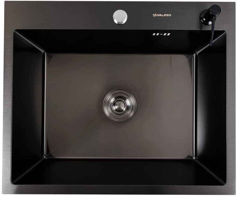 Мийка кухонна VALESO чорна 60х50 PVD Handmade (сифон круглий, 3,0/0,8)