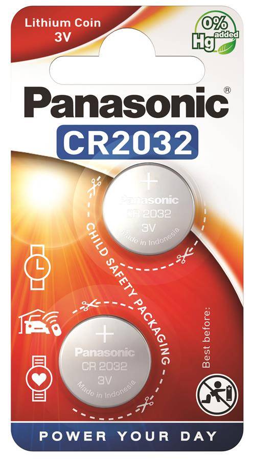 Фото - Уценка - Батарейка тип CR2032 Panasonic CR 2032 BLI 2 LITHIUM (CR-2032EL/2B)