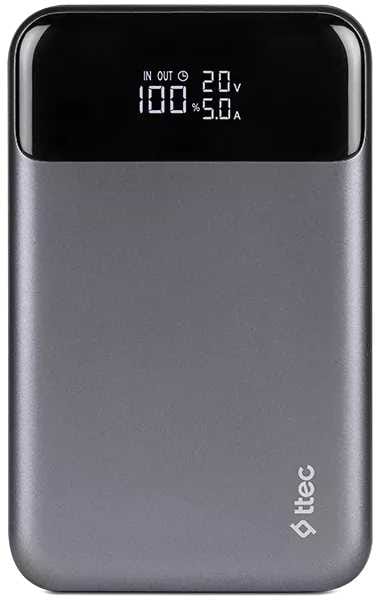Батарея мобильная Ttec 20000mAh ReCharger Pro LCD PD 130W Space Gray (2BB218UG) - Фото 1