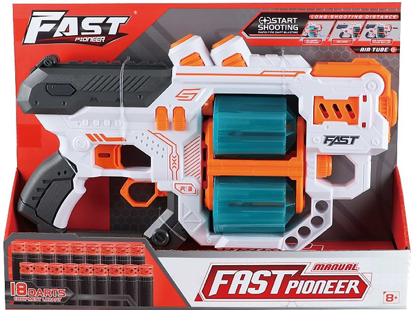 Фото - Бластер багатозарядний Fast з подвійним барабаном та м'якими набоями 18 шт. (BH704)