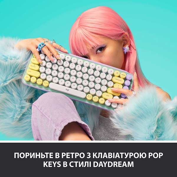 Фото - Клавиатура беспроводная Logitech POP Keys Wireless Mechanical Keyboard With Emoji Keys Daydream Mint (920-010736)