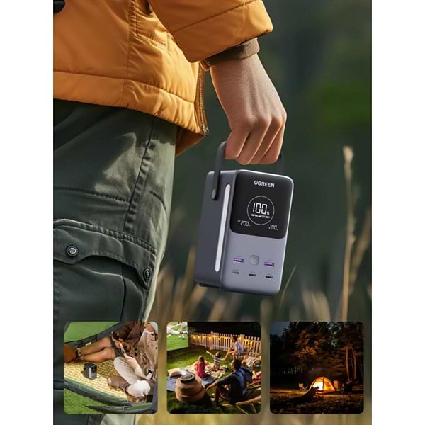 Фото - Батарея мобільна UGREEN 48000mAh 300W PD 3.1 3xUSB C+2xUSB A, зарядка 140w, Led лампа (25286)