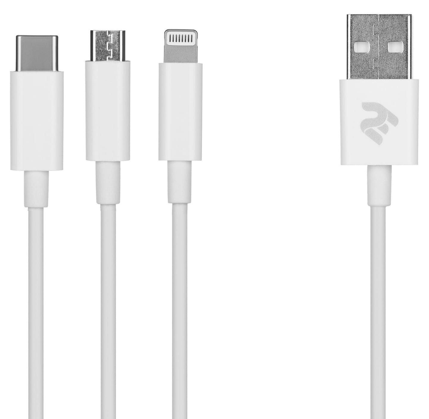 Кабель 2E USB 3 in 1 Micro/Lightning/Type C 5V/2.4A 1.2m White (2E-CCMTLAB-WT)