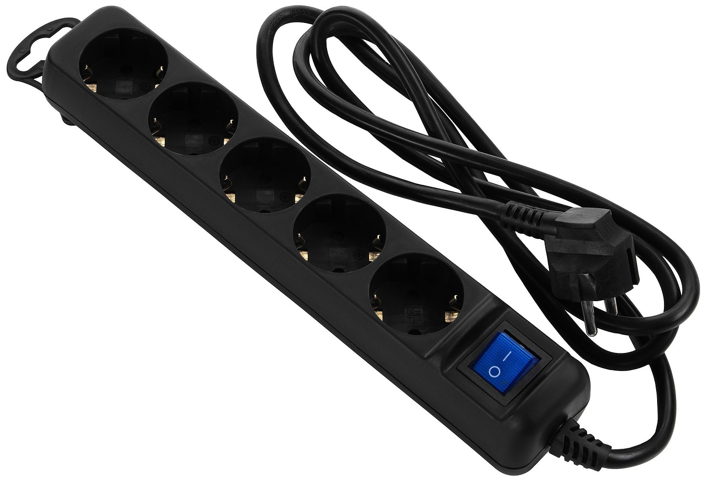 Удлинитель 220В 2E 5XSchuko з вимикачем 3Gх0.75мм2 1.8м Black (2E-U05ESM1.8B)