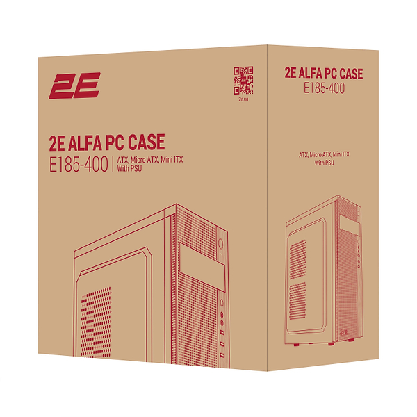 Фото - Корпус 2E Alfa E185-400 з БЖ Black (2E-E185-400)