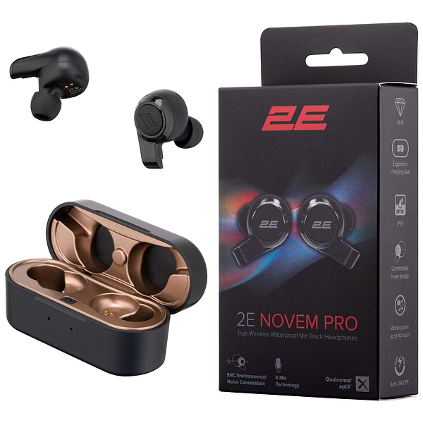 Фото - Наушники вкладыши беспроводные TWS 2E Novem Pro True Wireless Waterproof Mic Black (2E-EBTWNPBK)