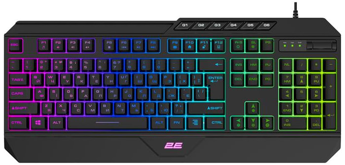Клавиатура проводная игровая 2E KG315 RGB USB Black Ukr (2E-KG315UBK) - Фото 1