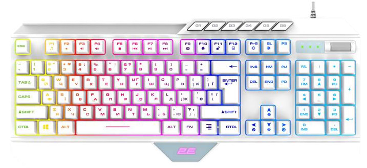 Клавиатура проводная игровая 2E KG315 RGB USB White Ukr (2E-KG315UWT)