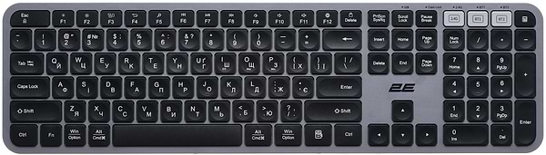 Фото - Клавіатура бездротова 2E KS240 WL/BT, EN/UK Gray/Black (2E-KS240WG_UA)