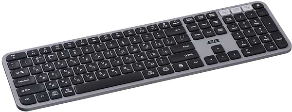 Фото - Клавіатура бездротова 2E KS240 WL/BT, EN/UK Gray/Black (2E-KS240WG_UA)