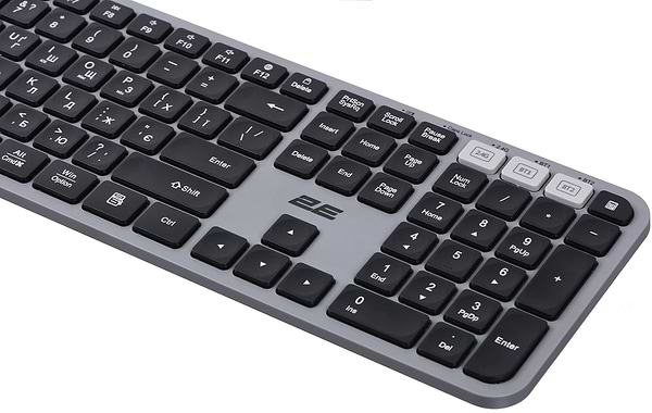Фото - Клавіатура бездротова 2E KS240 WL/BT, EN/UK Gray/Black (2E-KS240WG_UA)