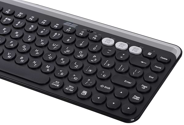 Фото - Клавіатура бездротова 2E KS250 WL/BT, EN/UK Black/Gray (2E-KS250WBK_UA)