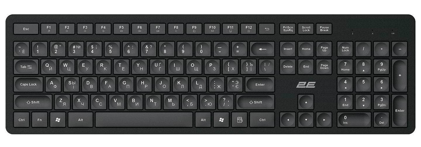 Клавіатура бездротова 2E KS260 Black (2E-KS260WB_CI) - Фото 1