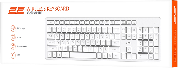 Фото - Клавіатура бездротова 2E KS260 WL EN/UK White (2E-KS260WWH_UA)