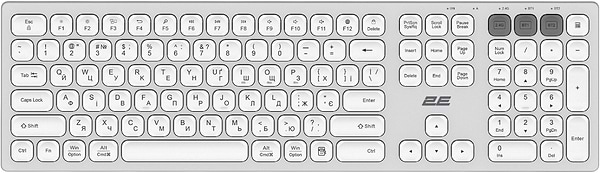 Фото - Клавиатура беспроводная 2E KS270 WL/BT EN/UK Silver/White (2E-KS270WBWH_UA)