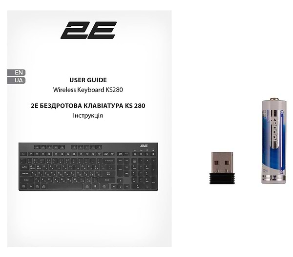 Фото - Клавиатура беспроводная 2E KS280 WL/BT, EN/UK Silent Black-Grey (2E-KS280WBGR_UA)