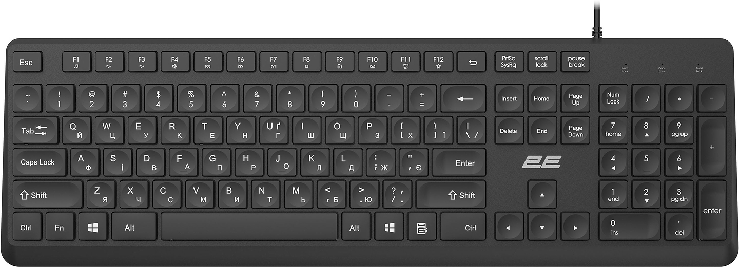 Клавіатура дротова 2E KS405 EN/UK Black (2E-KS405UBK_UA)