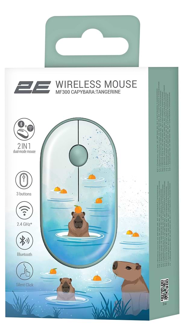 Фото - Миша бездротова 2E MF300 CAPYBARA:TANGERINE Silent WL BT Green (2E-MF300WCAPIBARAGN)