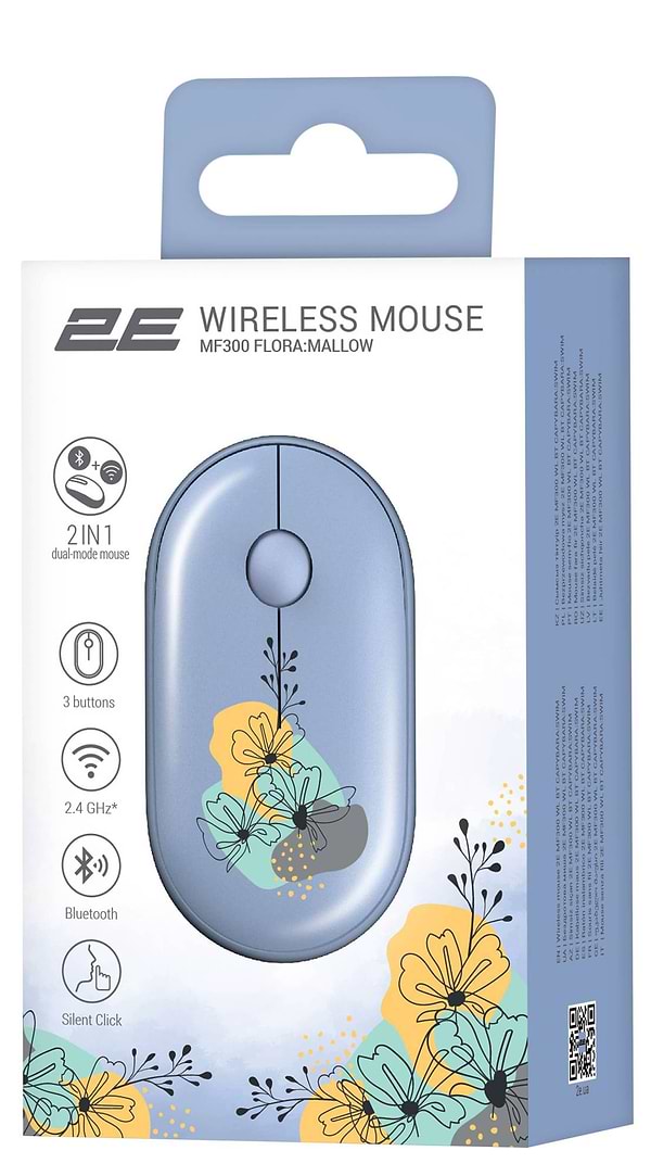 Фото - Миша бездротова 2E MF300 FLORA:MALLOW Silent WL BT Blue (2E-MF300WFLORABL)