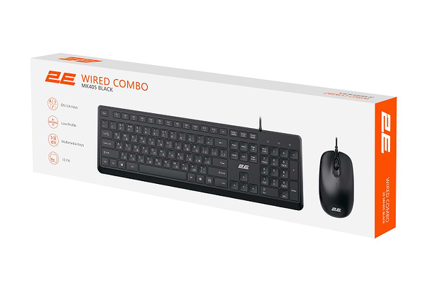 Фото - Клавіатура+миша 2E MK405 USB-A, EN/UK Black (2E-MK405UBK_UA)