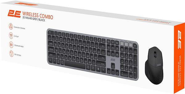 Фото - Клавиатура+мышь беспроводная 2E MK440 WL/BT EN/UK Gray/Black (2E-MK440WBGR_UA)
