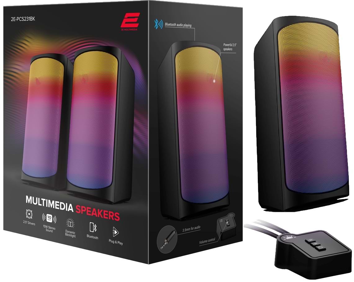 Комп'ютерна акустика компактна 2.0 2E PCS231 USB Black (2E-PCS231BK) - Фото 1