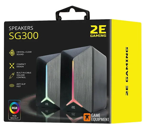 Фото - Компьютерная акустика обычная 2.0 2E Speakers SG300 2.0 RGB 3.5mm Black (2E-SG300B)