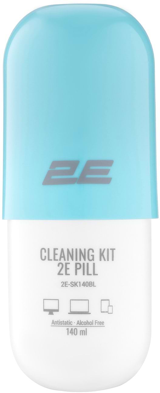 Фото - Набор для чистки оргтехники 2E PILL (жидкость 140 мл + салфетка 20 см) бело-голубой (2E-SK140BL) Фото - Набор для чистки оргтехники 2E PILL (жидкость 140 мл + салфетка 20 см) бело-голубой (2E-SK140BL)