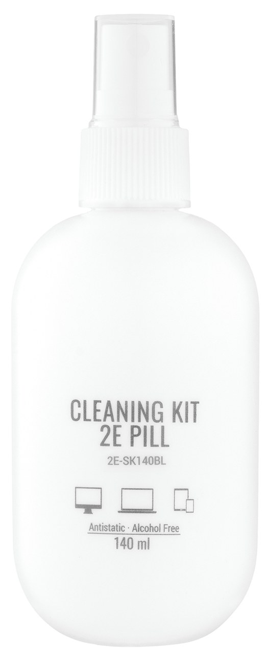 Фото - Набор для чистки оргтехники 2E PILL (жидкость 140 мл + салфетка 20 см) бело-голубой (2E-SK140BL)
