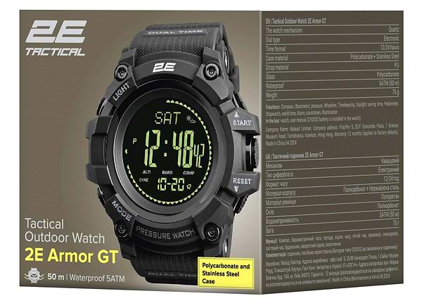 Фото - Смарт-часы 2E Armor GT Black с компасом и шагомером (2E-TCW20BK)