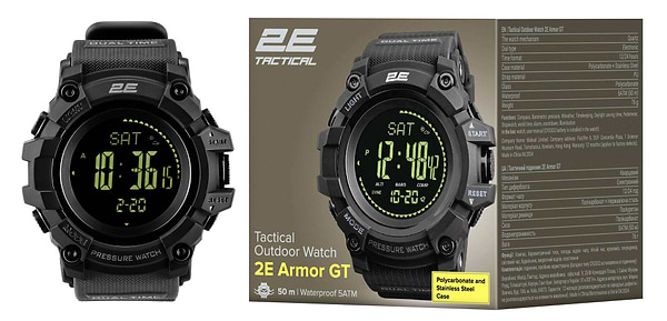 Фото - Смарт-часы 2E Armor GT Black с компасом и шагомером (2E-TCW20BK)