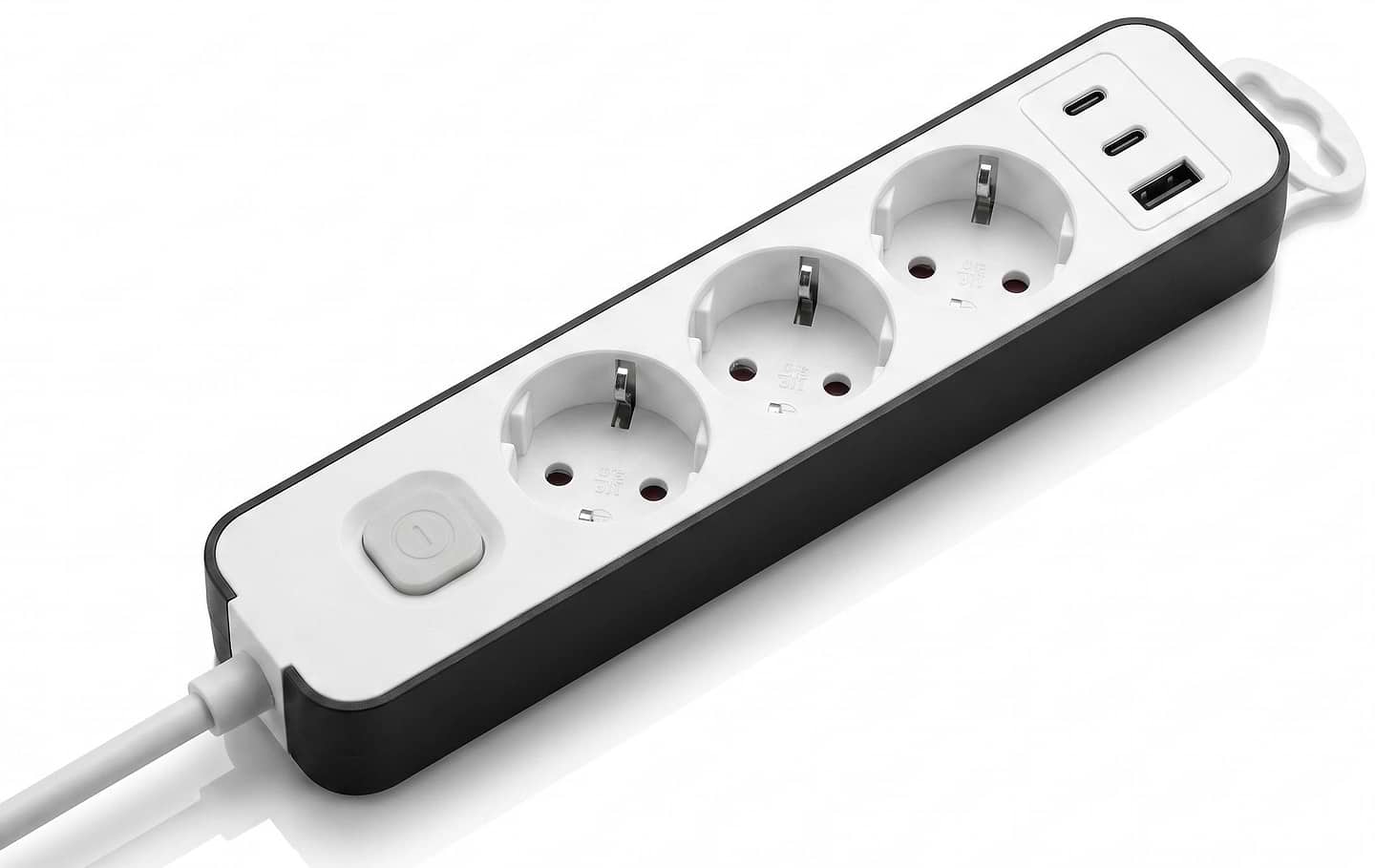 Сетевой фильтр 2E TwoColors 3м 3xТипF 16A 2xUSB-C 1x USB-A бело-черный (2E-U03ESU33WB)